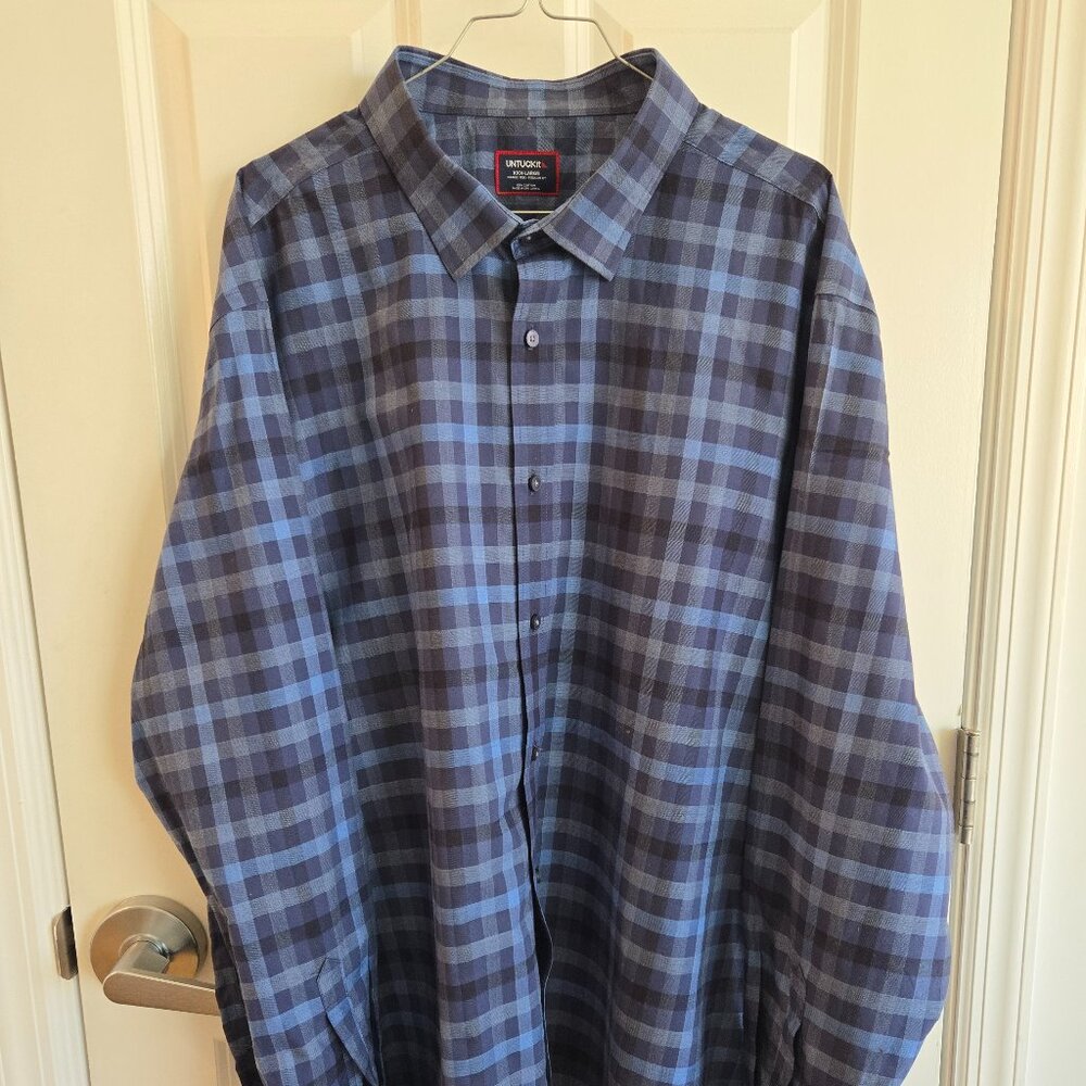 UNTUCKit Walton Check Wrinkle Free Cotton Dobby Shirt Men's 3XL Button Up